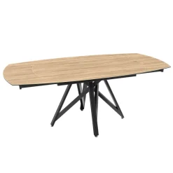 Akante WarholTable moderne en céramique extensible avec pied central design en métal noir* Table De Salle à Manger