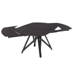 Akante WarholTable moderne en céramique extensible avec pied central design en métal noir* Table De Salle à Manger