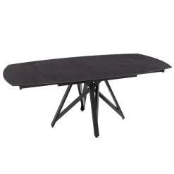 Akante WarholTable moderne en céramique extensible avec pied central design en métal noir* Table De Salle à Manger