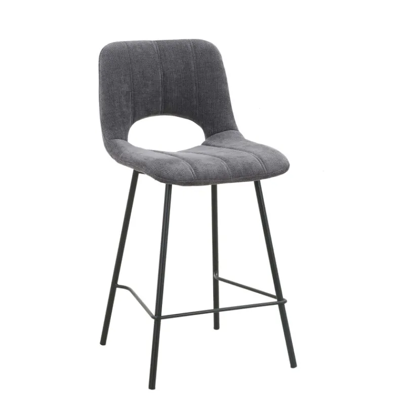 WilliamTabouret cosy en tissu avec pieds en métal noir* Tabouret Snack (assise +/- 65 Cm)|Tabouret De Bar (assise +/- 80 Cm)