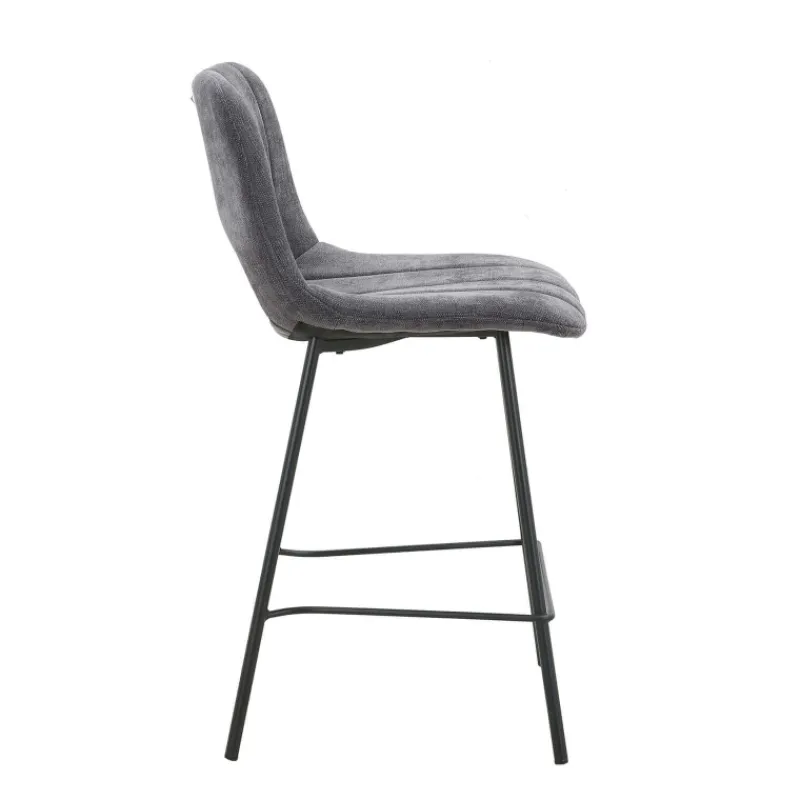 WilliamTabouret cosy en tissu avec pieds en métal noir* Tabouret Snack (assise +/- 65 Cm)|Tabouret De Bar (assise +/- 80 Cm)