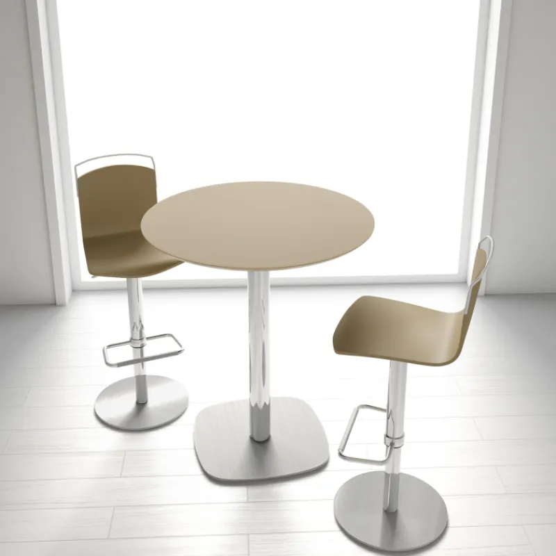 Cancio Win Tabouret design réglable et pivotant métal chromé et bois* Tabouret Snack (assise +/- 65 Cm)|Tabouret De Bar (assise +/- 80 Cm)