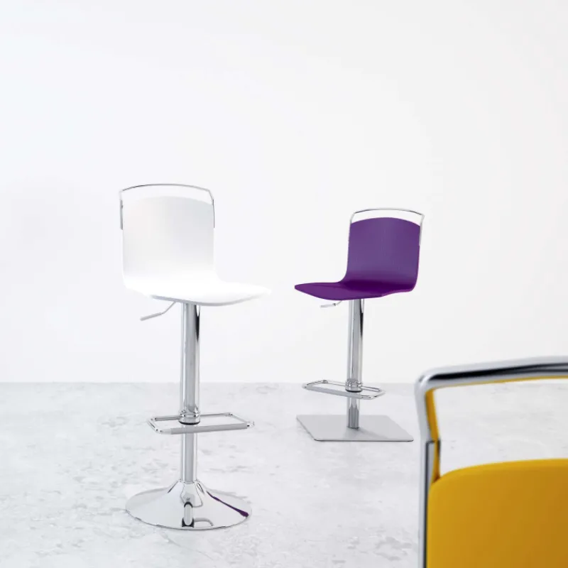 Cancio Win Tabouret design réglable et pivotant métal chromé et bois* Tabouret Snack (assise +/- 65 Cm)|Tabouret De Bar (assise +/- 80 Cm)