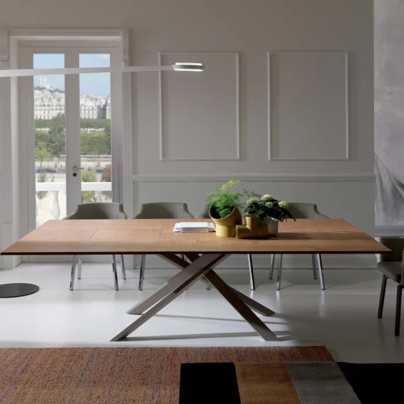 Ozzio 4x4 Table design extensible rectangulaire en bois et métal* Table De Salle à Manger
