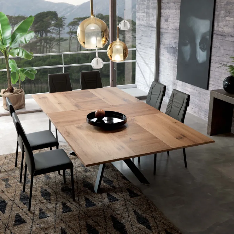 Ozzio 4x4 Table design extensible rectangulaire en bois et métal* Table De Salle à Manger