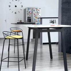 Carrier Yaël ® Tabouret haut français rembourré en métal et simili* Tabouret Hauteur Sur-mesure|Tabouret Snack (assise +/- 65 Cm)